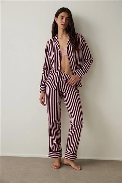 maroon-striped-pidzama-set
