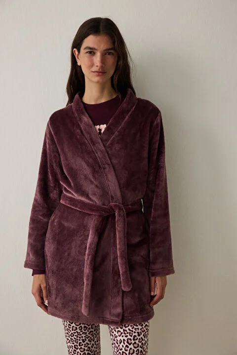 Maroon Fluffy ogrtač