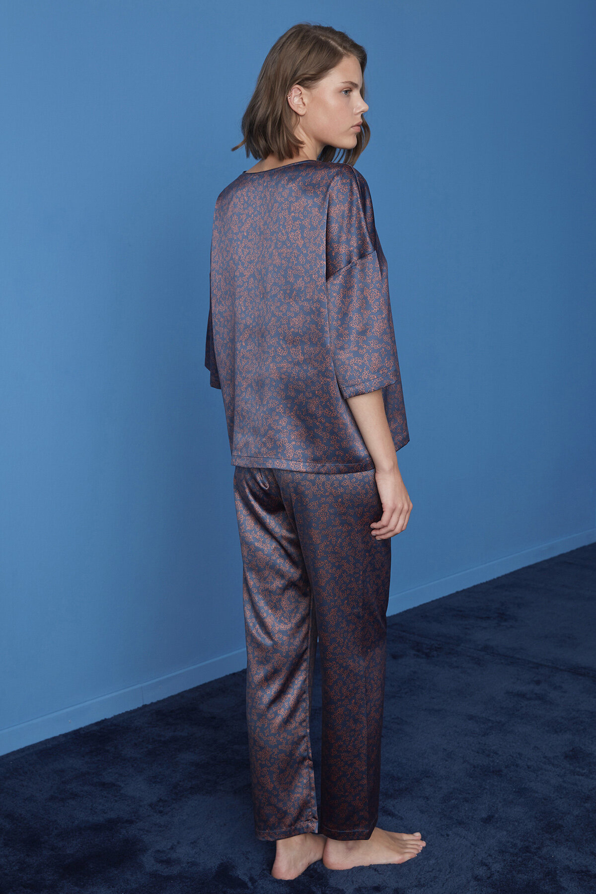 AUTUMN SATIN LS GOMLEK PANT SET PT7