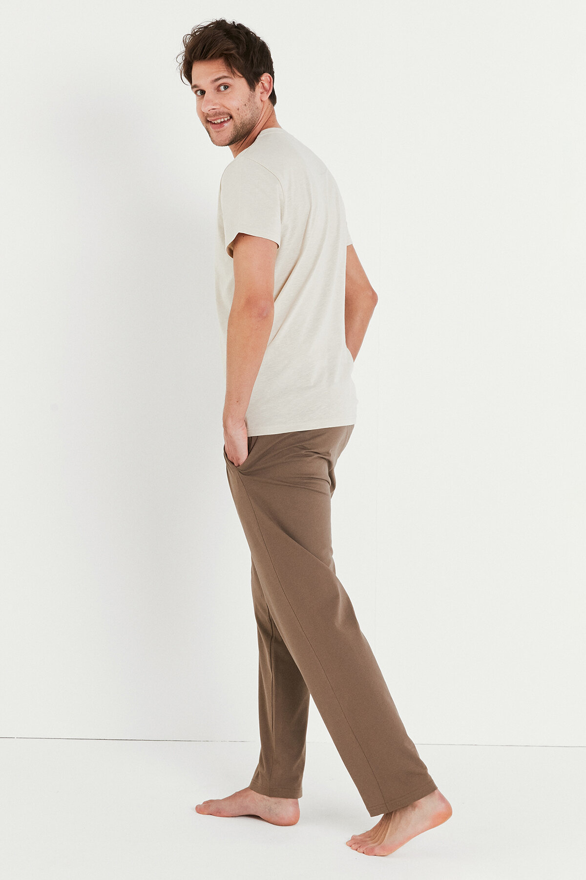 CREAM BUTTON SS PANTOLON SET MIX