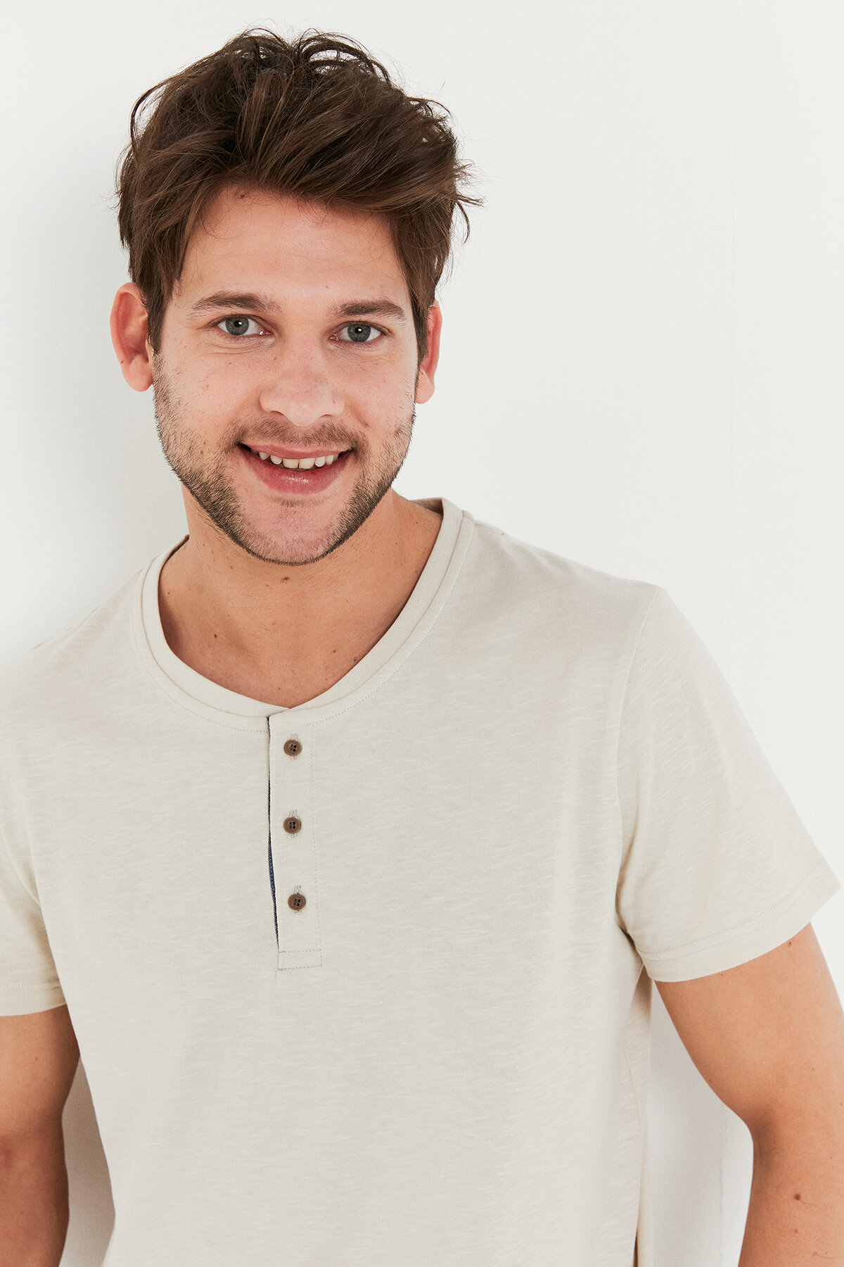 CREAM BUTTON SS PANTOLON SET MIX
