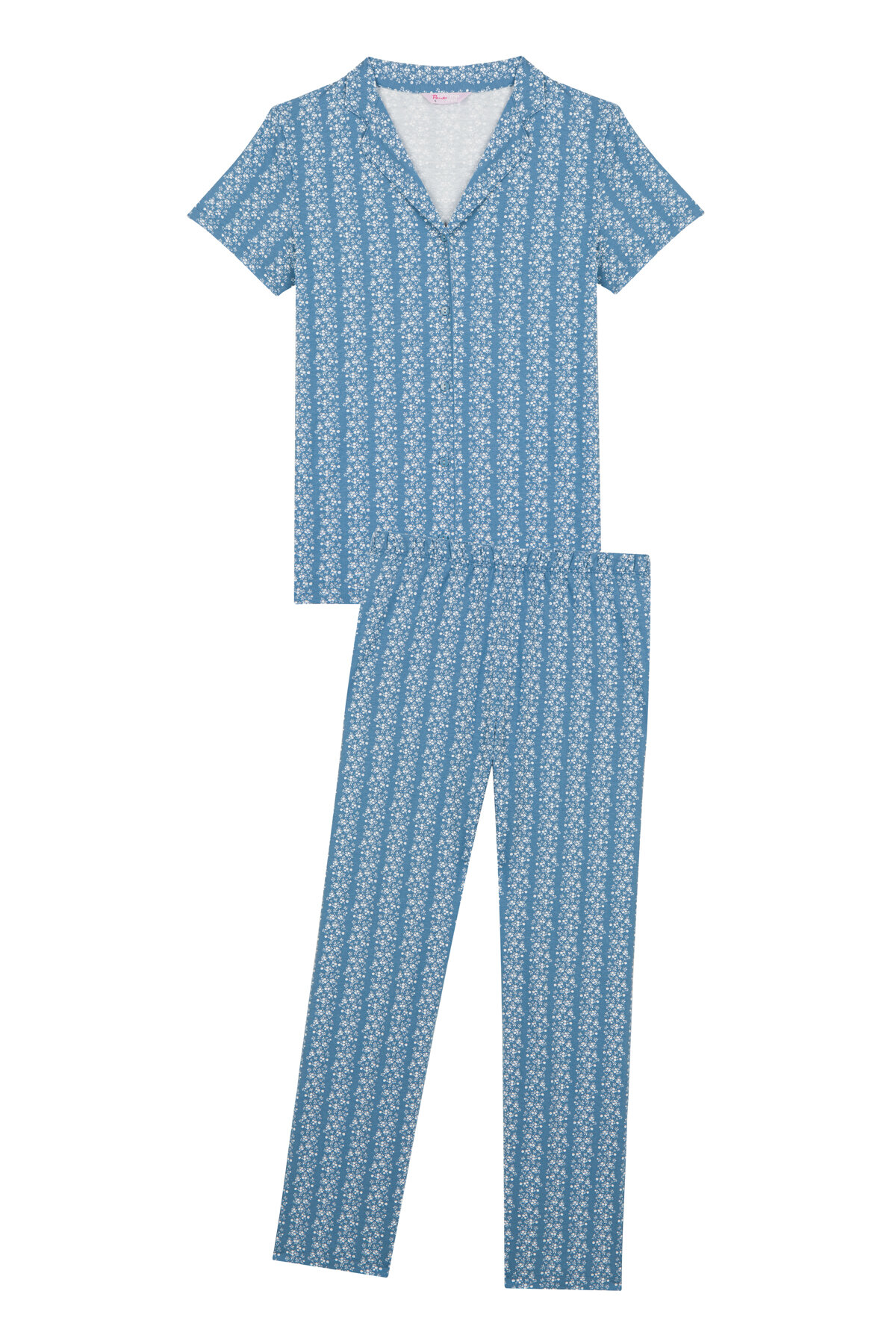 MAMA BLUE FLOWERS SS GOMLEK PANT SET BL6