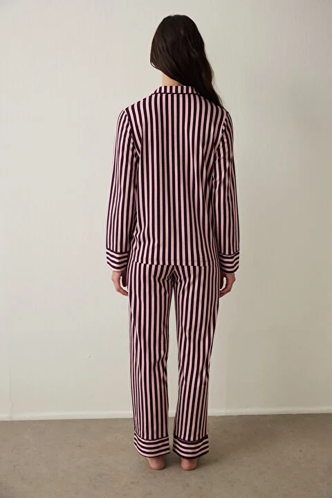 Maroon Striped pidžama set