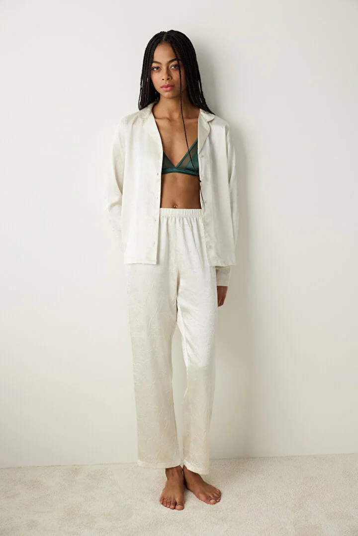 Ecru Satin pidžama set