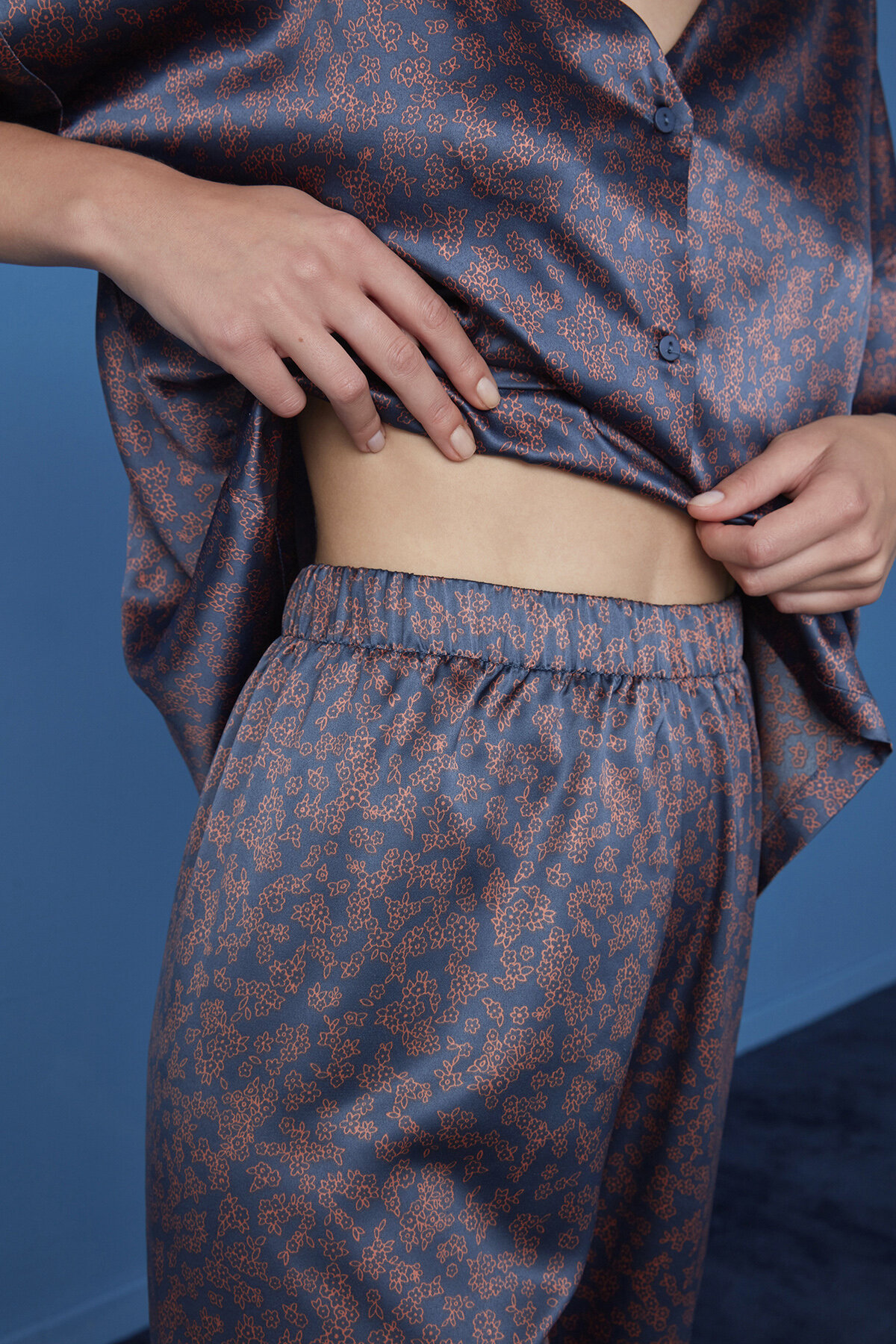 AUTUMN SATIN LS GOMLEK PANT SET PT7