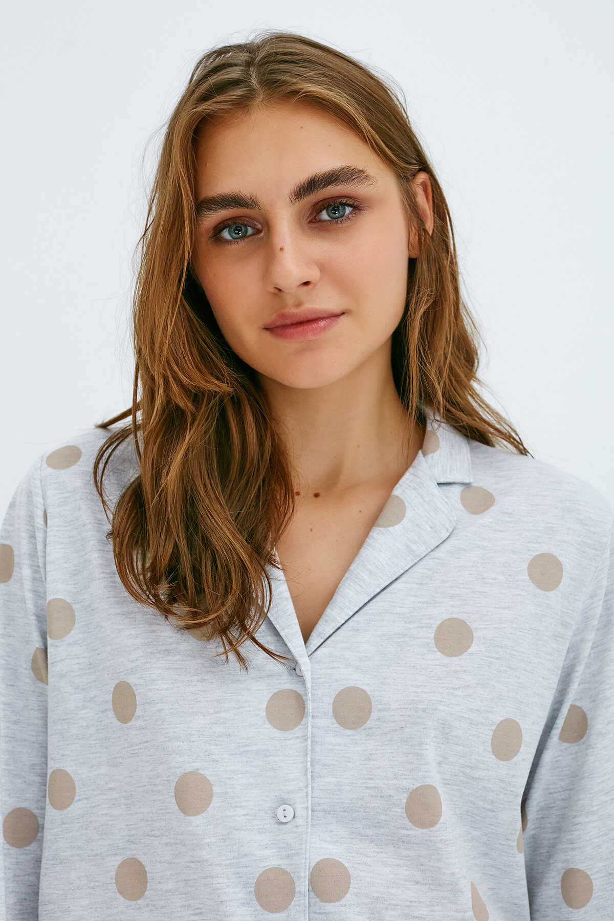 ENT MELANGE DOTS LS GOMLEK PANT SET AGJ