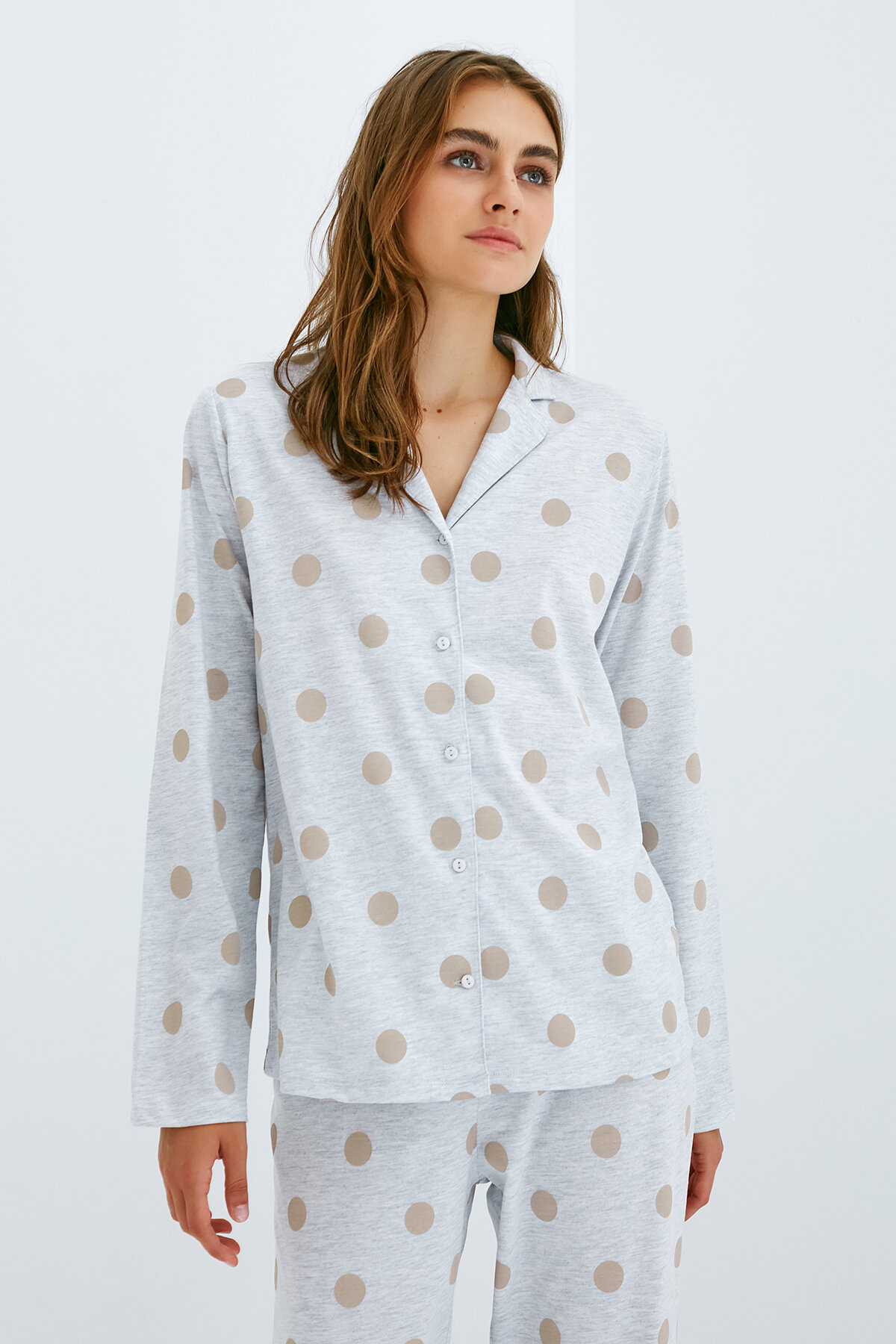 ENT MELANGE DOTS LS GOMLEK PANT SET AGJ