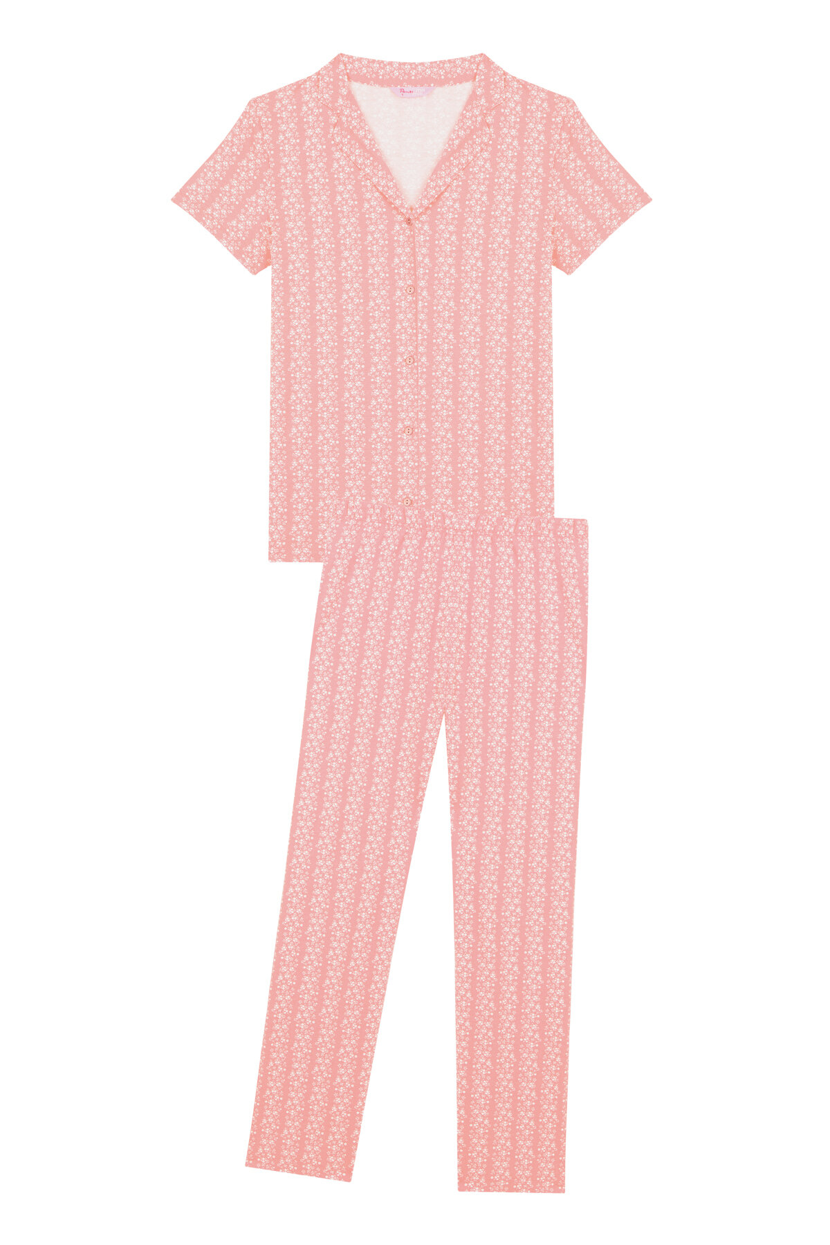 MAMA PINK FLOWERS SS GOMLEK PANT SET RE5