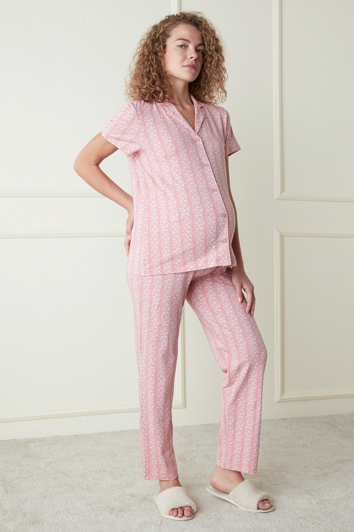 MAMA PINK FLOWERS SS GOMLEK PANT SET RE5