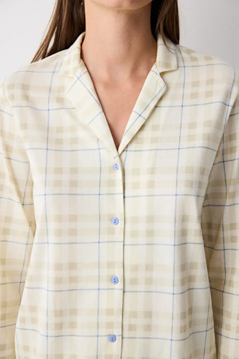 Ecru Checked pidžama set