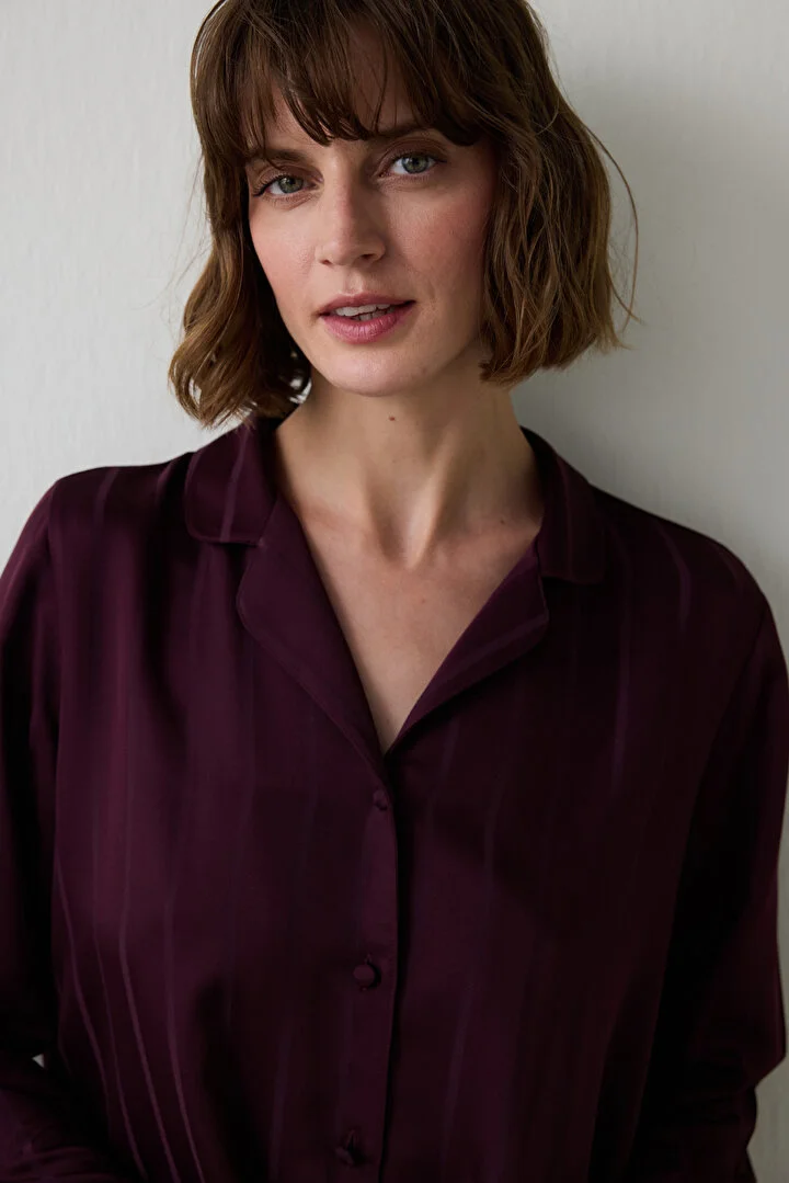 Maroon Satin pidžama set