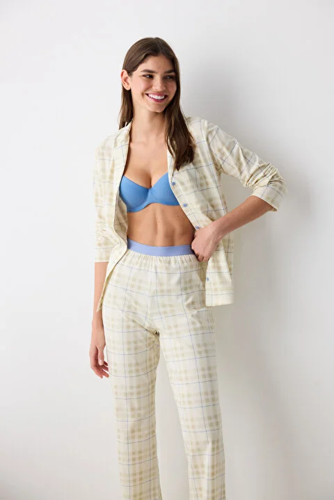 Ecru Checked pidžama set