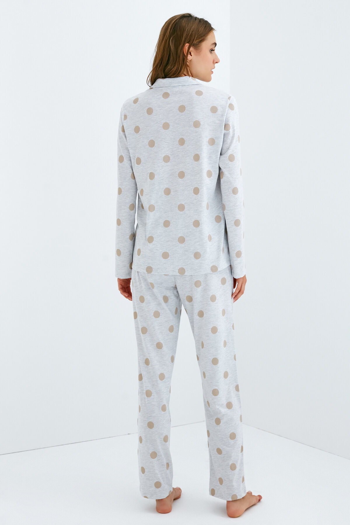 ENT MELANGE DOTS LS GOMLEK PANT SET AGJ