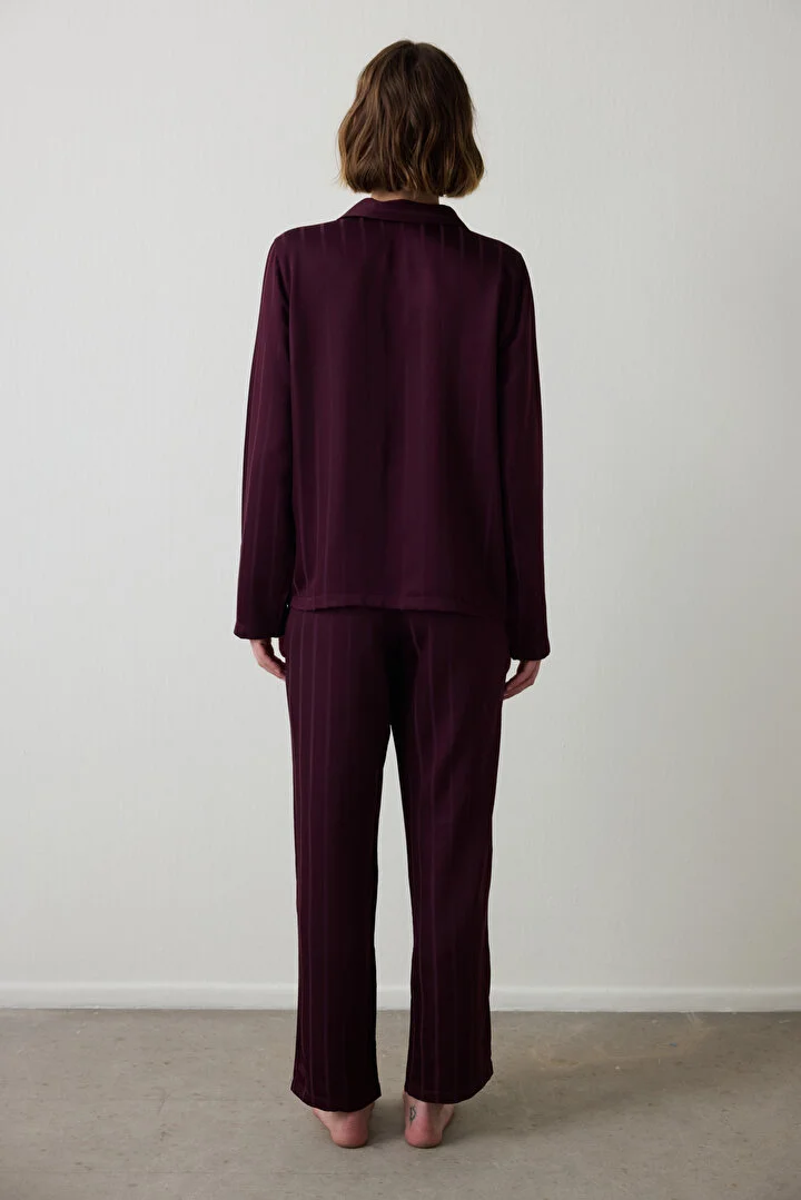 Maroon Satin pidžama set